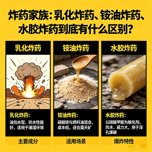 古县炸药家族：乳化炸药、铵油炸药、水胶炸药到底有什么区别？
